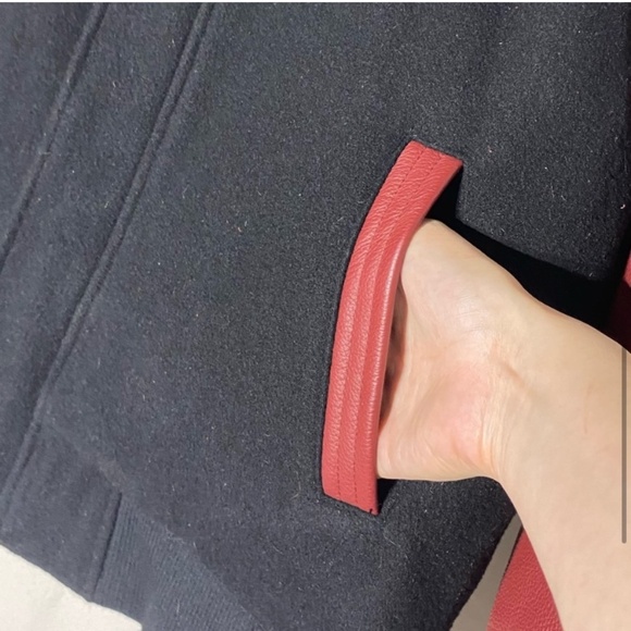 Vintage Chicken On The Way Wool Bomber With Leather Sleeves And Trim XL - Picture 8 of 15